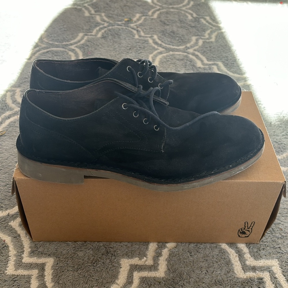 John Varvatos Black Suede Derby Shoe size 10